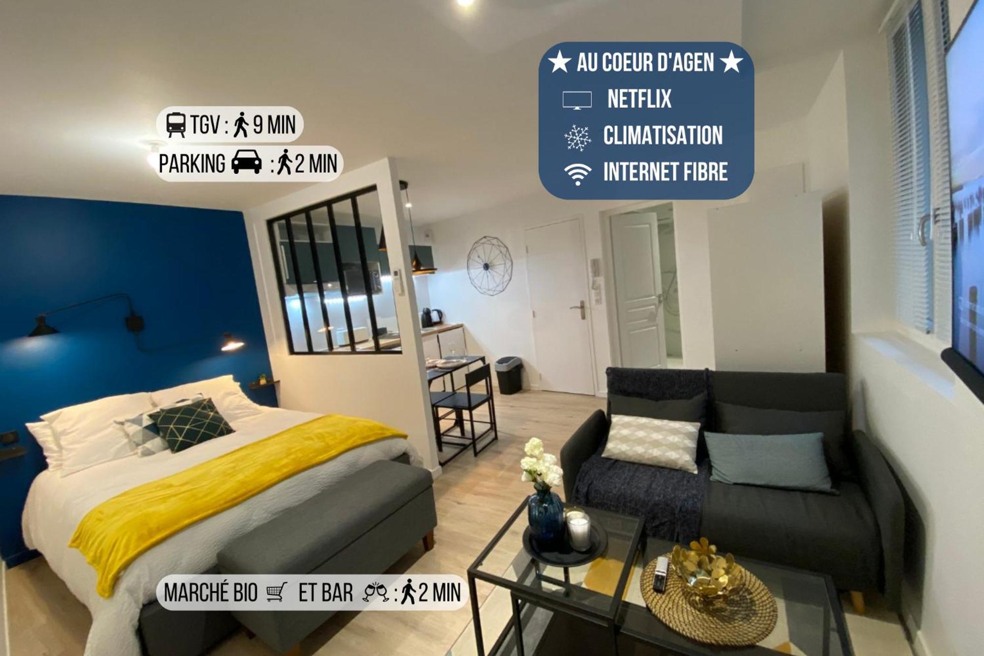 Апартаменты Le Standing - Au Coeur D'Agen - Self Checkin - Wifi - Netflix - Smart Tv - Luqs Fr Экстерьер фото